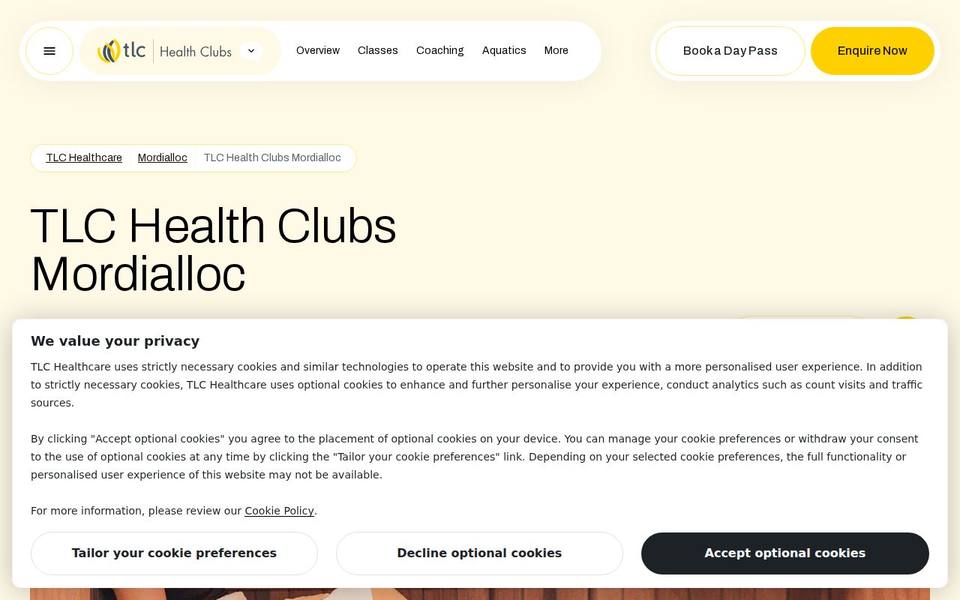 TLC Health Clubs website