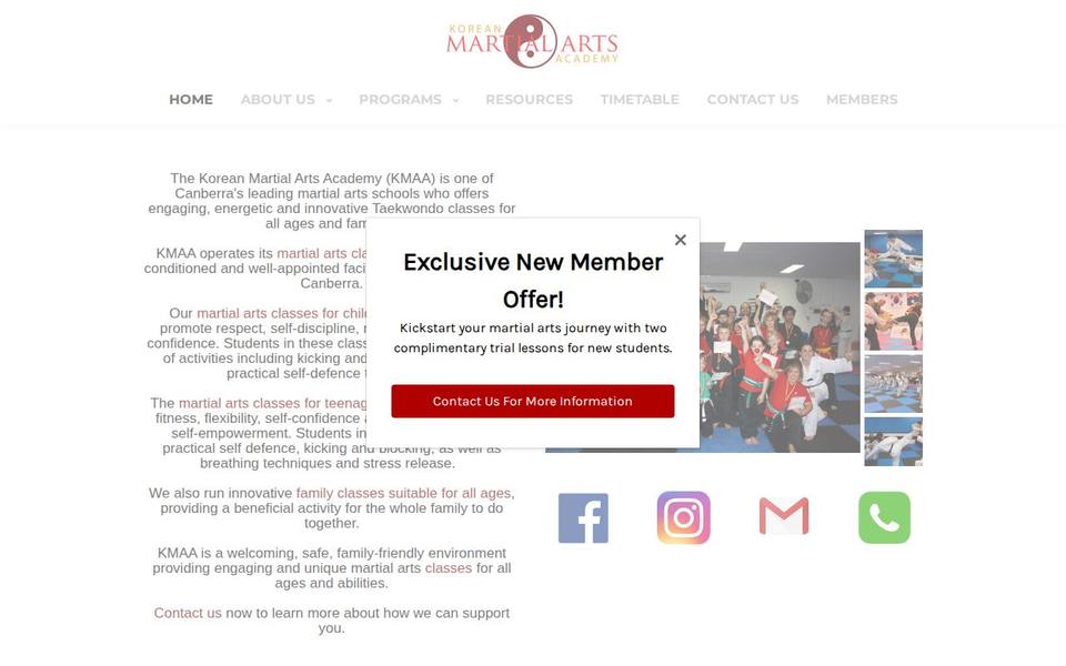 Korean Martial Arts Academy website