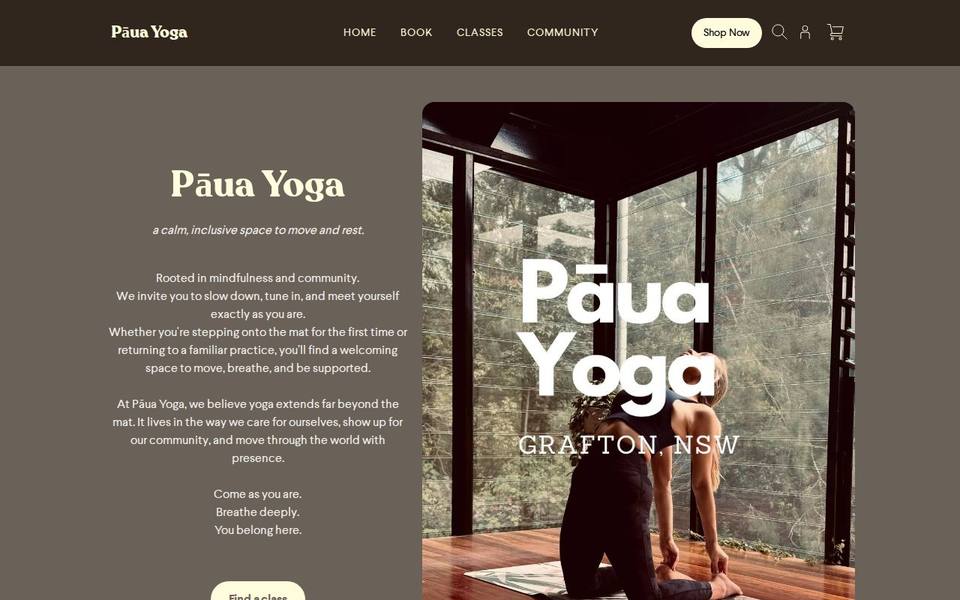 Paua Yoga Studio website