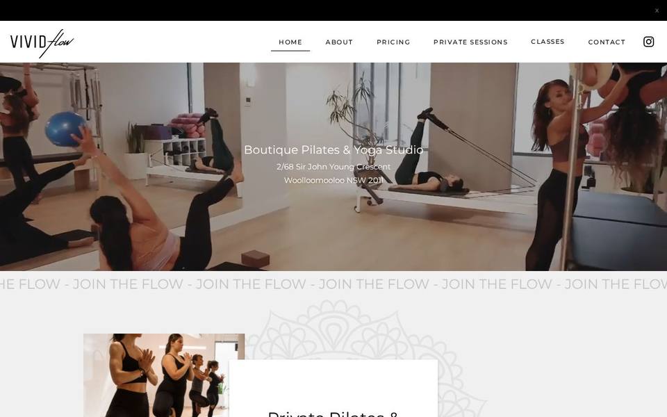 Vivid Flow Yoga and Pilates Studio website