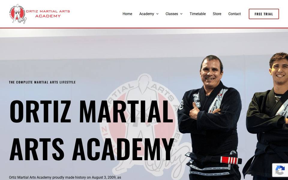 Ortiz Martial Arts Academy website