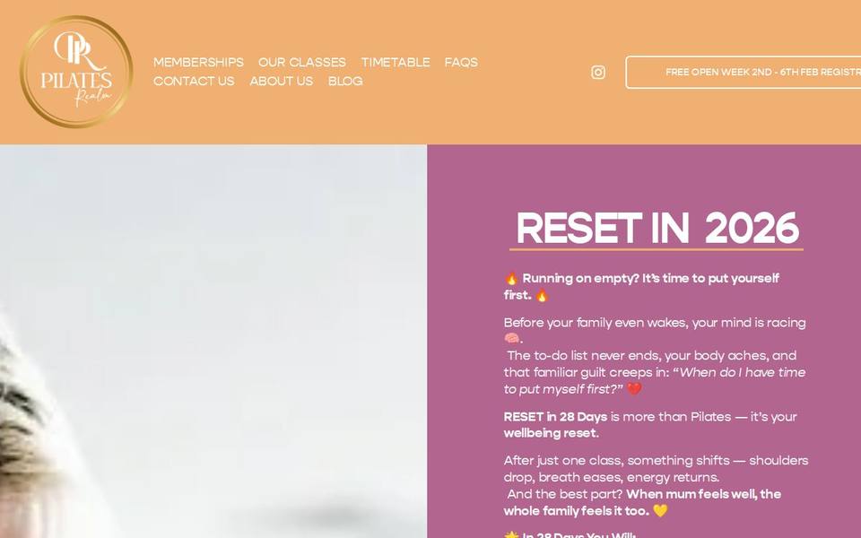 Pilates Realm website