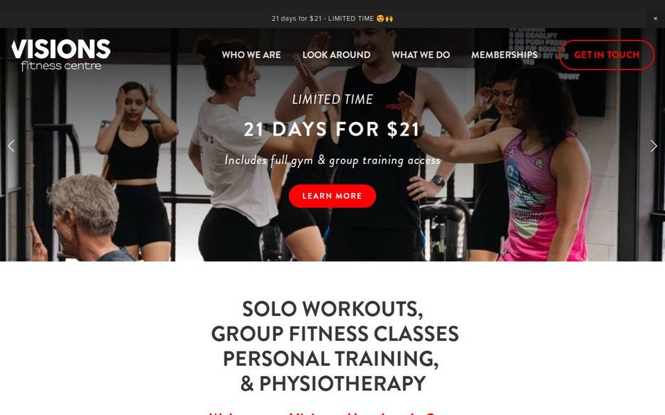 Visions Fitness Centre website