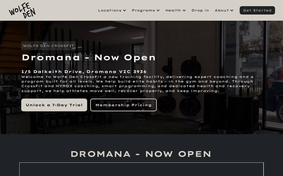 Wolfe Den CrossFit Dromana website