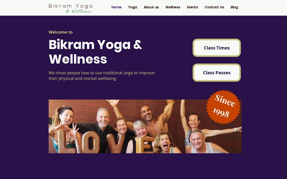 Bikram Yoga and Wellness website