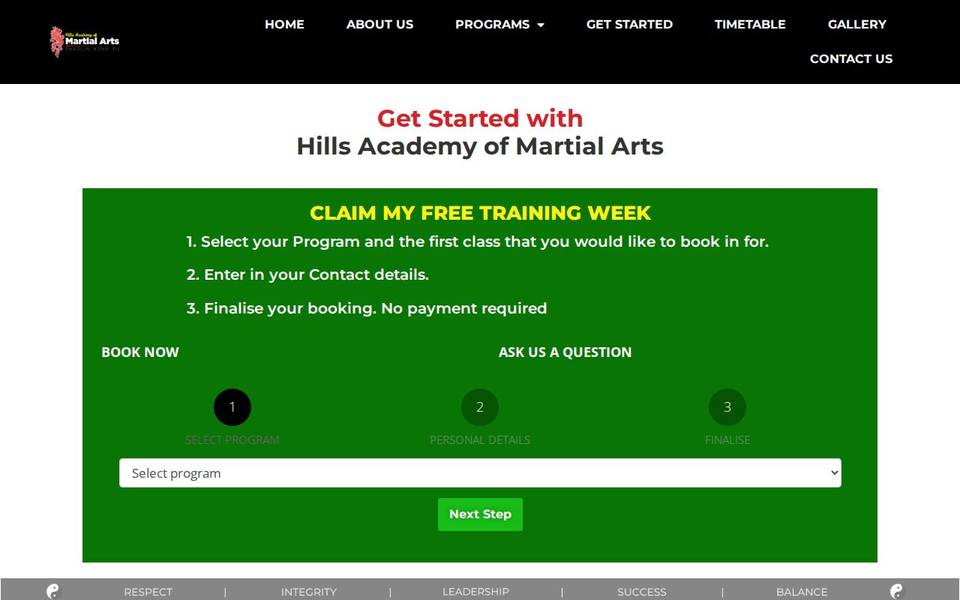 Hills Academy of Martial Arts website
