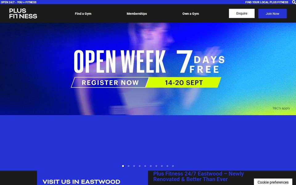 Plus Fitness Eastwood website