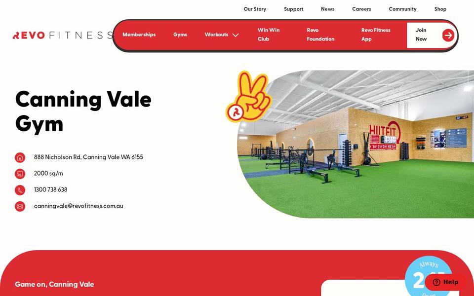 Revo Fitness Canning Vale website
