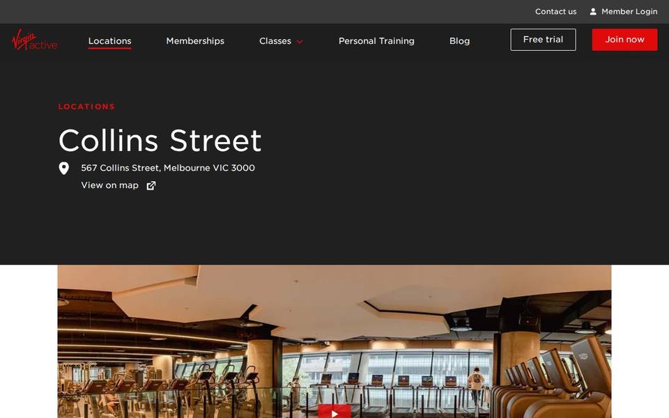 Virgin Active Collins Street website
