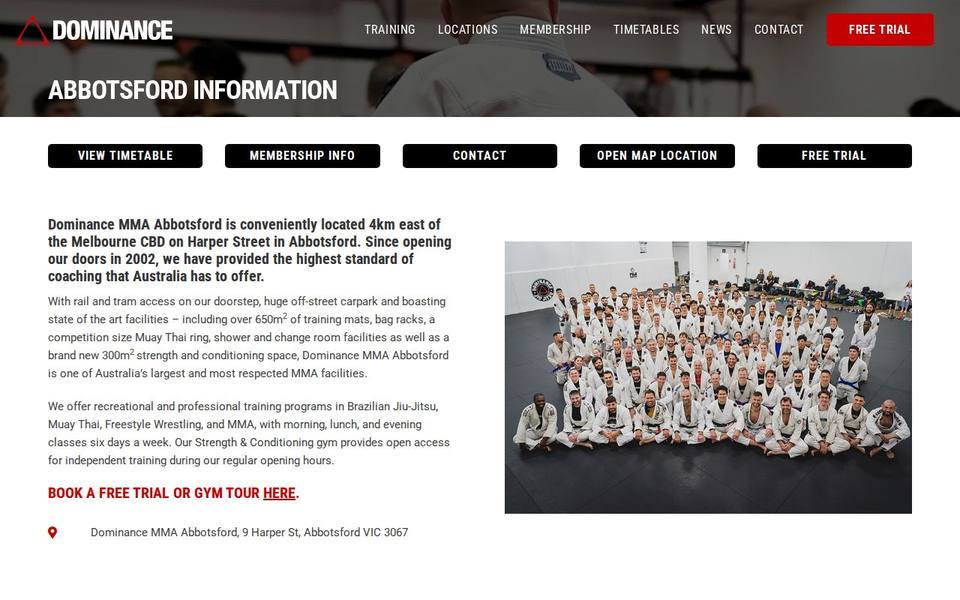 Dominance MMA Abbotsford website