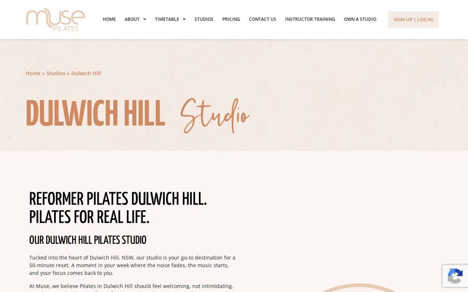 Muse Pilates Studio Dulwich Hill website