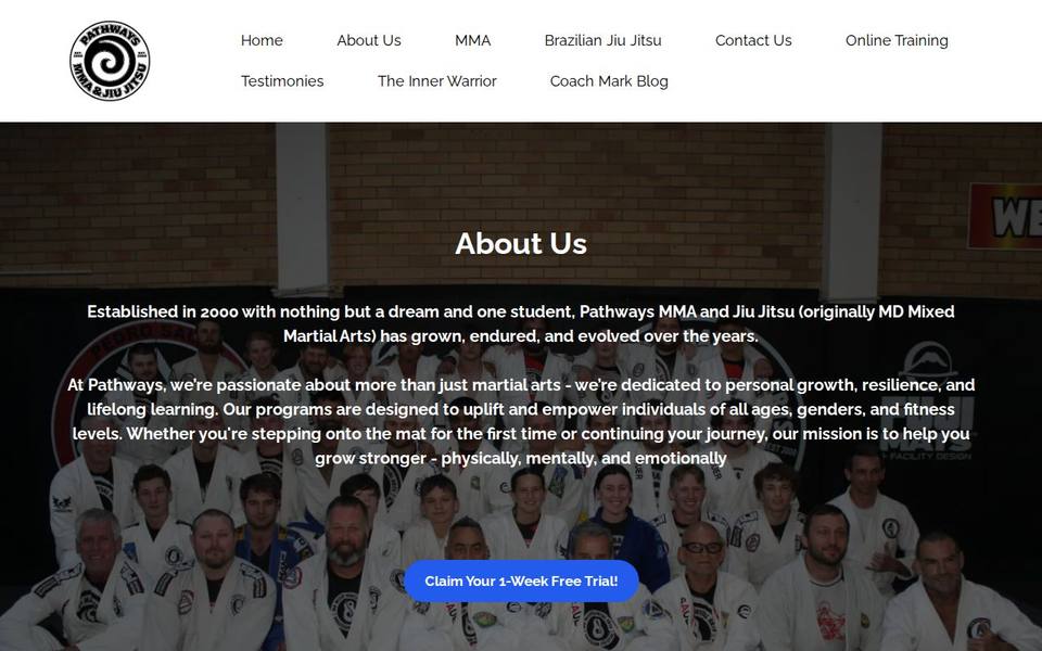 Pathways MMA and Jiu Jitsu website