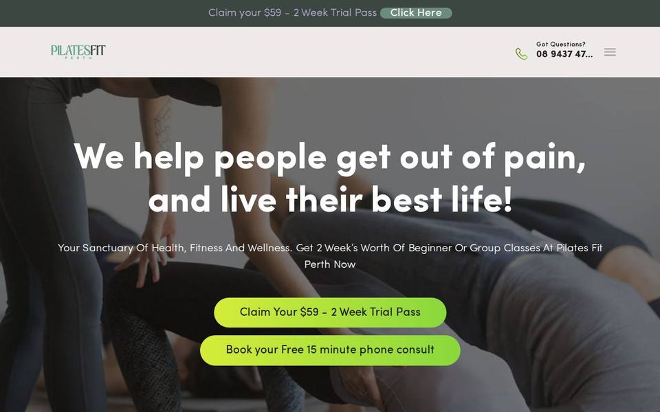 Pilates Fit Perth website