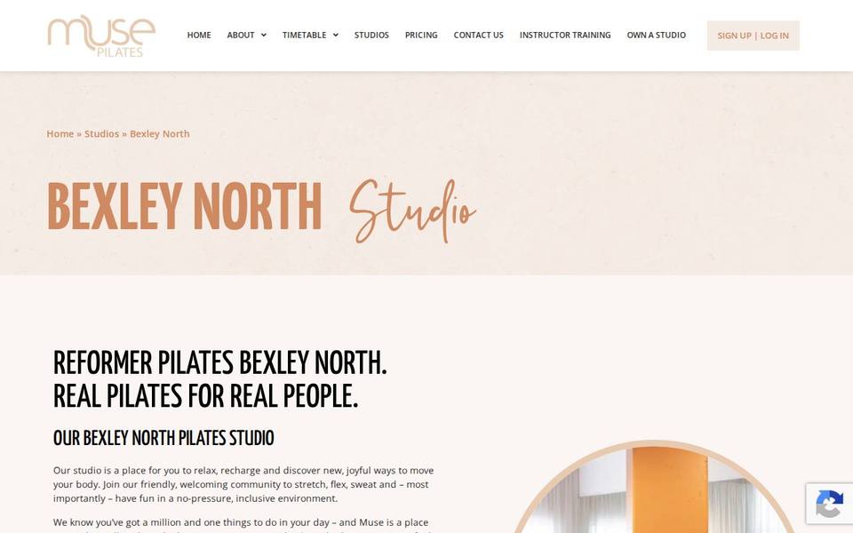Muse Pilates Studio Bexley North website