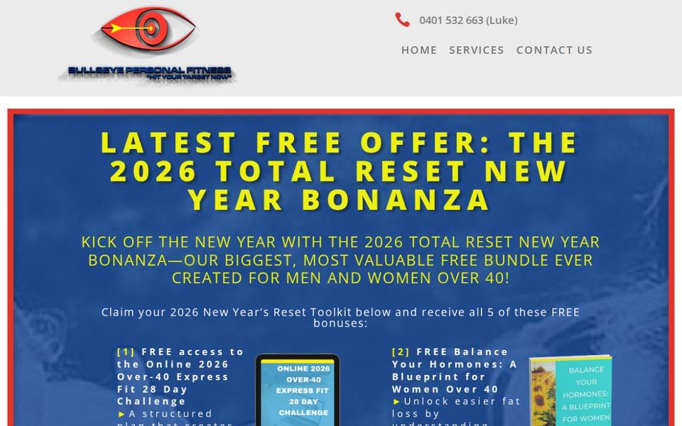 Bullseye Personal Fitness website