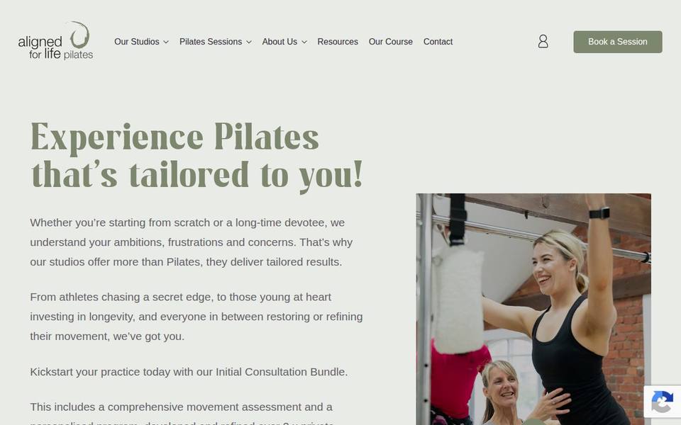 Aligned for Life Pilates - Moonee Ponds website