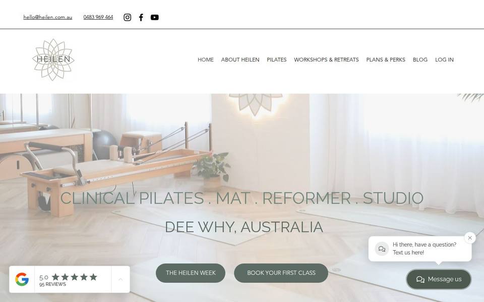 HEILEN Clinical Pilates Dee Why website