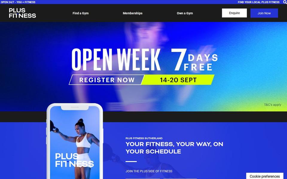Plus Fitness Sutherland website