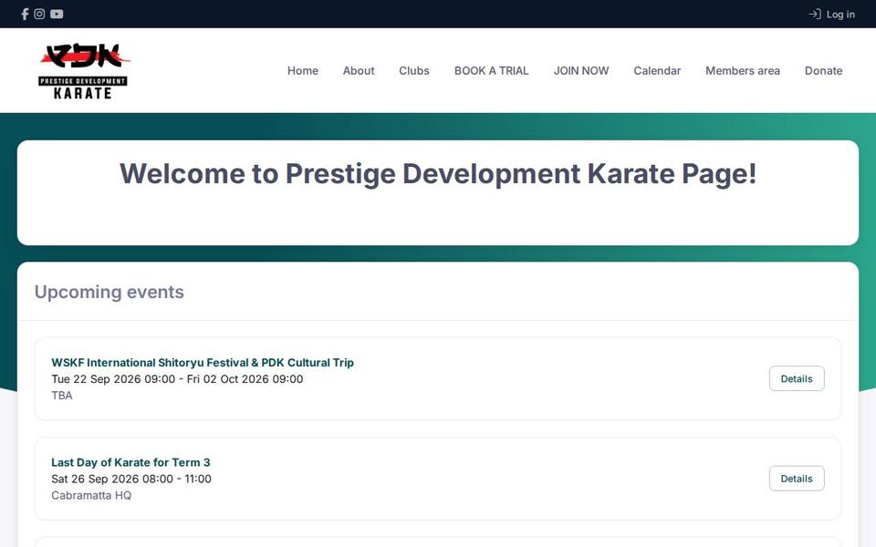 PDK Dojo Karate website