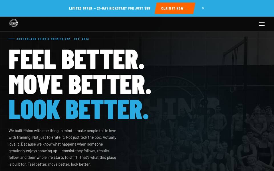 Rhino Health and Fitness website