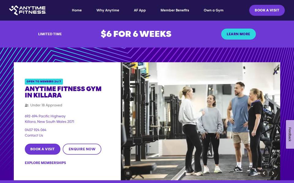 Anytime Fitness Killara website
