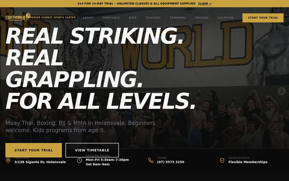Fight World Australia website