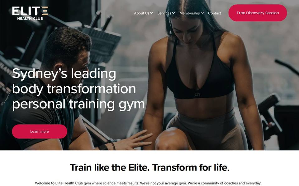 ELITE Health Club website