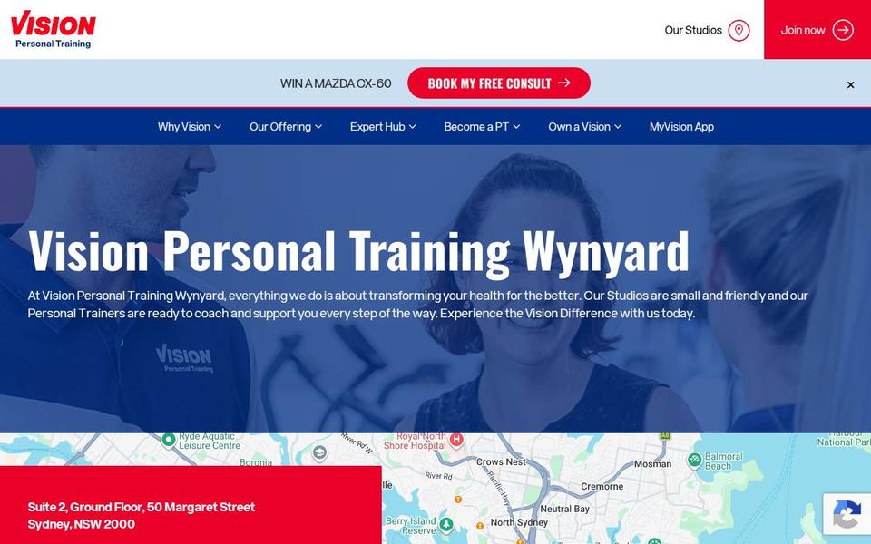 Vision Personal Training Wynyard website