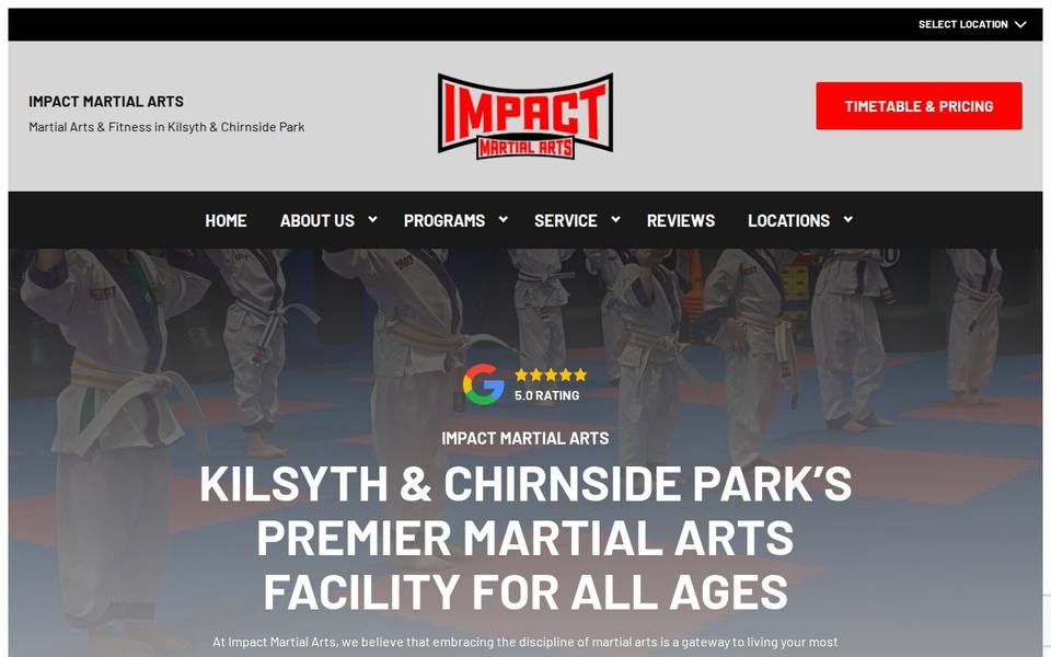 Impact Martial Arts Kilsyth website