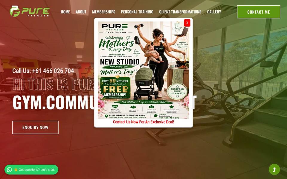 Pure Fitness Glenmore Park (24×7) website
