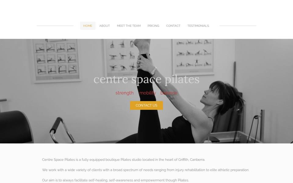Centre Space Pilates website
