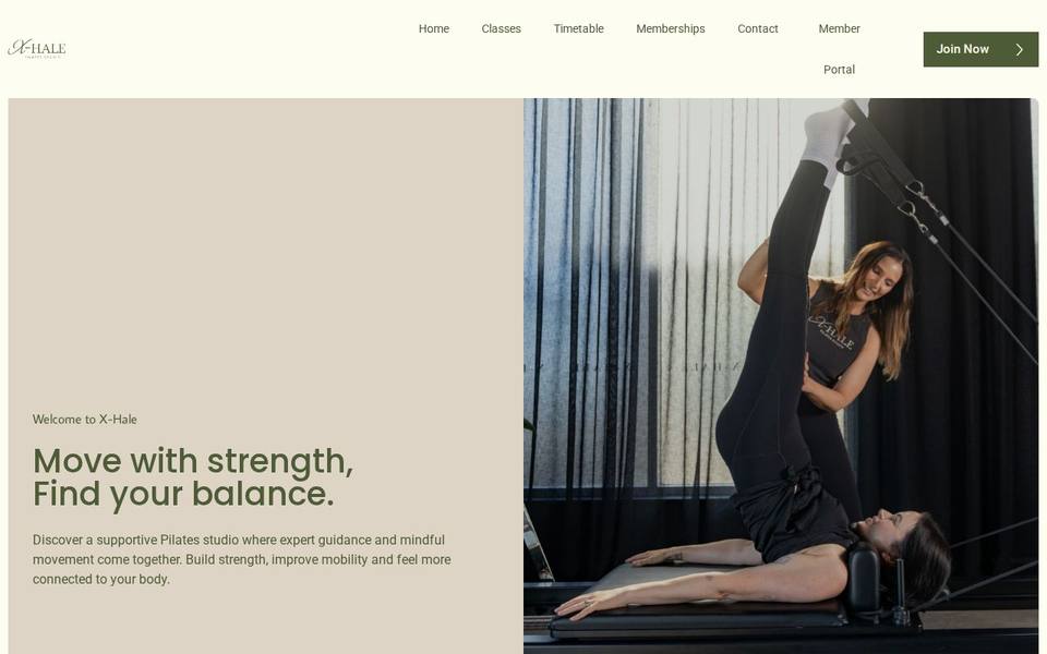 X-Hale Pilates Studio website