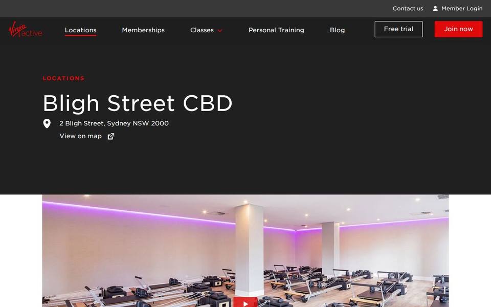 Virgin Active Bligh Street CBD website