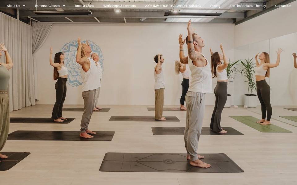 Immerse Yoga Studio website