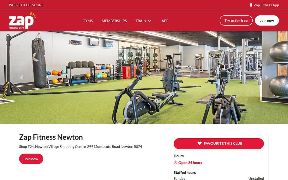 Zap Fitness Newton website