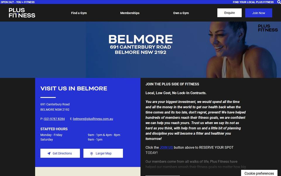 Plus Fitness Belmore website