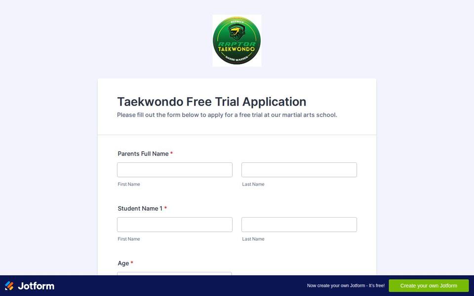 Raptor Taekwondo website