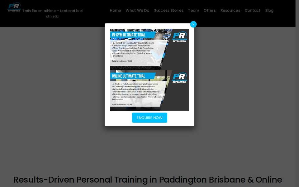 Performance Revolution Personal Training website