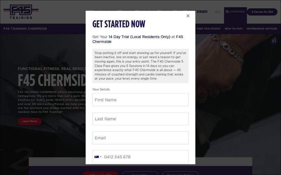 F45 Chermside website