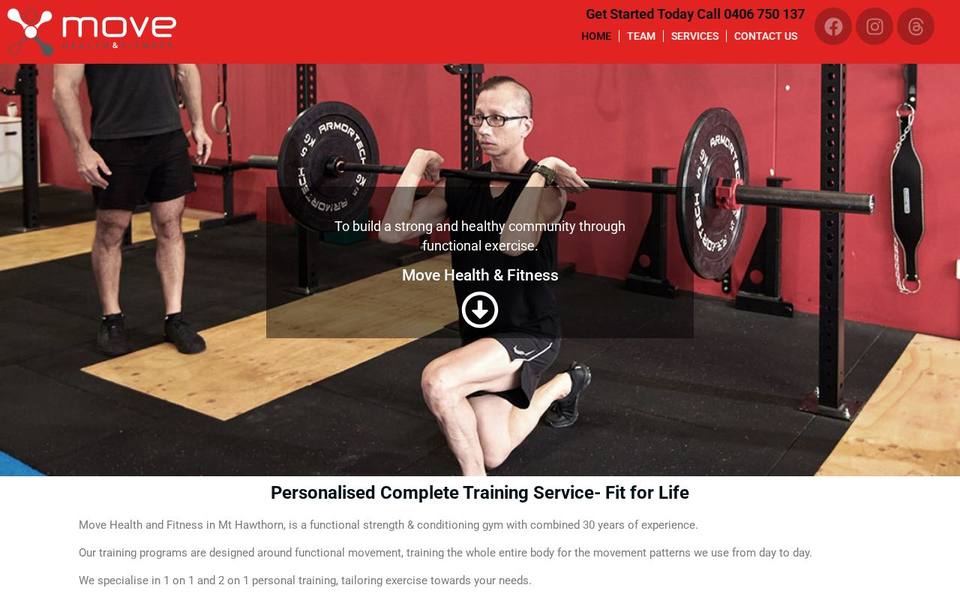 Move Health and Fitness website