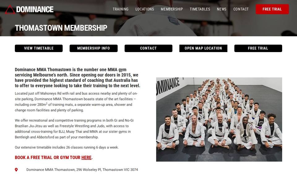 Dominance MMA Thomastown website