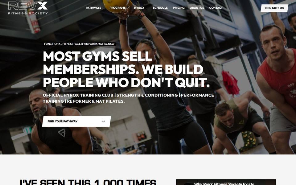 Revolution X Performance Centre website