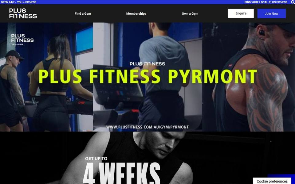 Plus Fitness Pyrmont website