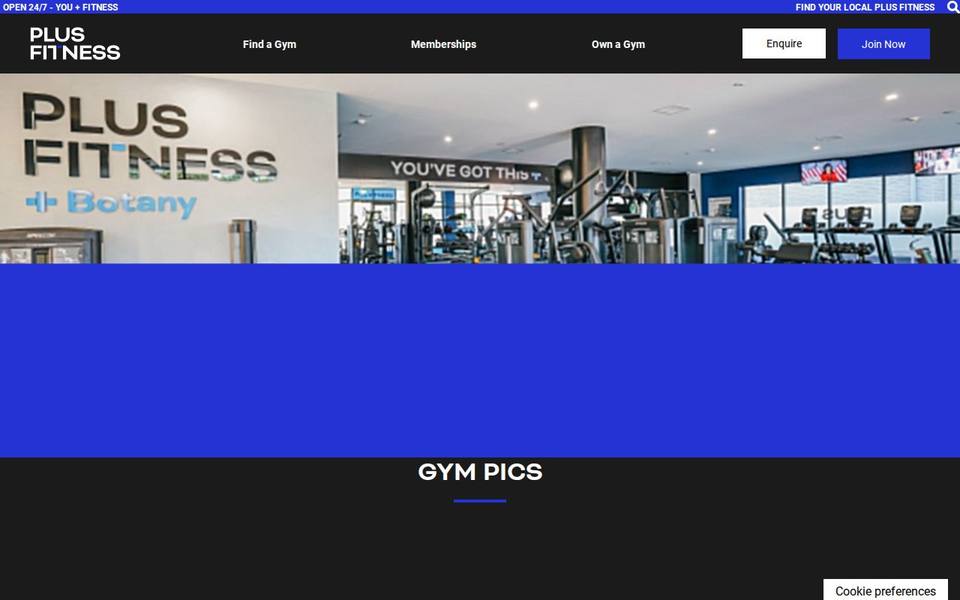 Plus Fitness Botany website