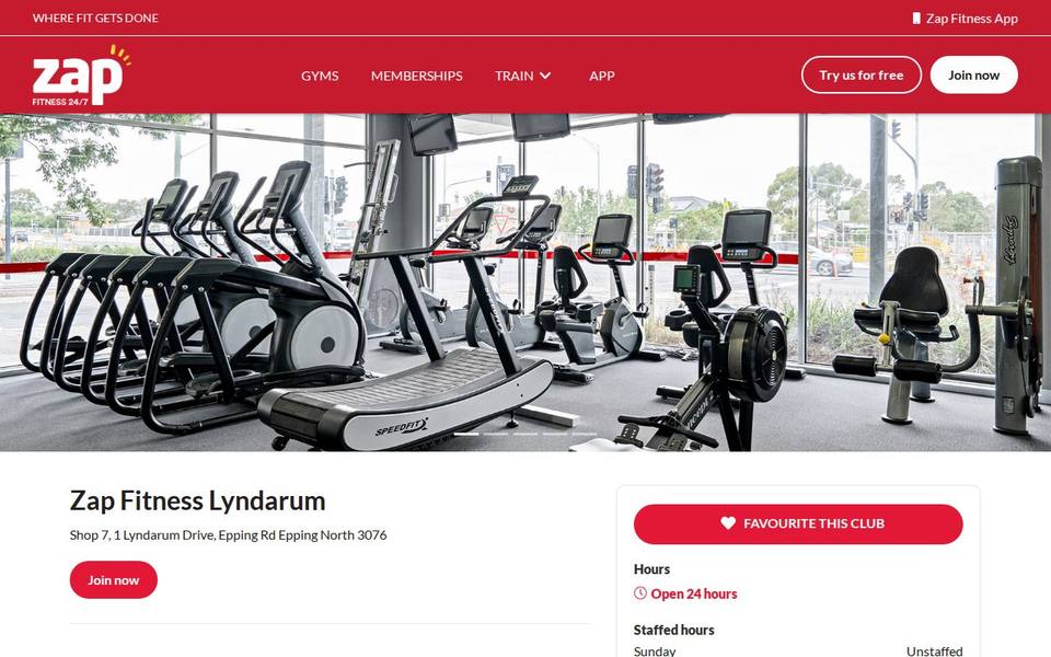 Zap Fitness Lyndarum website