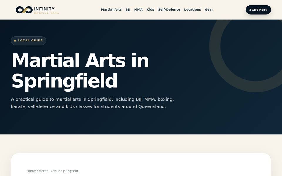 Infinity Martial Arts website