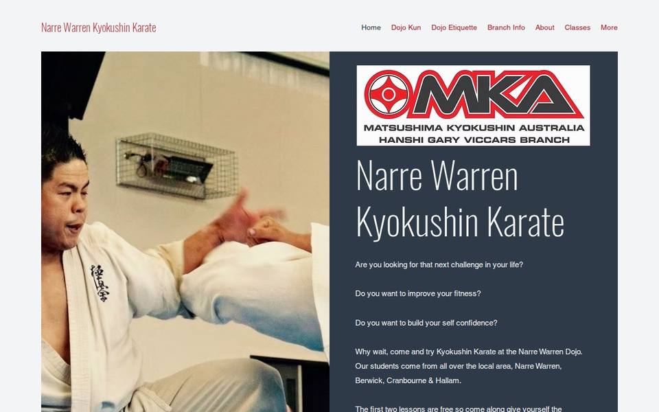 Narre Warren Kyokushin Karate website