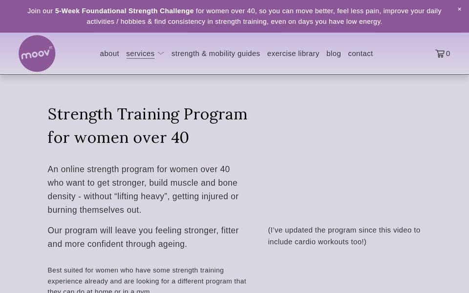 Moov Personal Training website