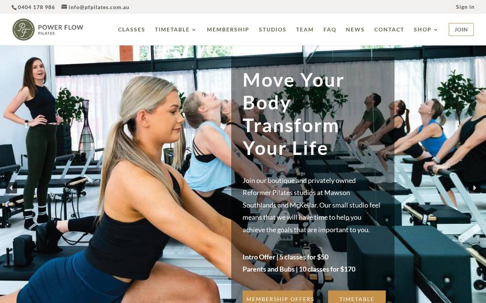 Power Flow Pilates website