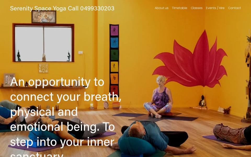 Serenity Space Yoga website